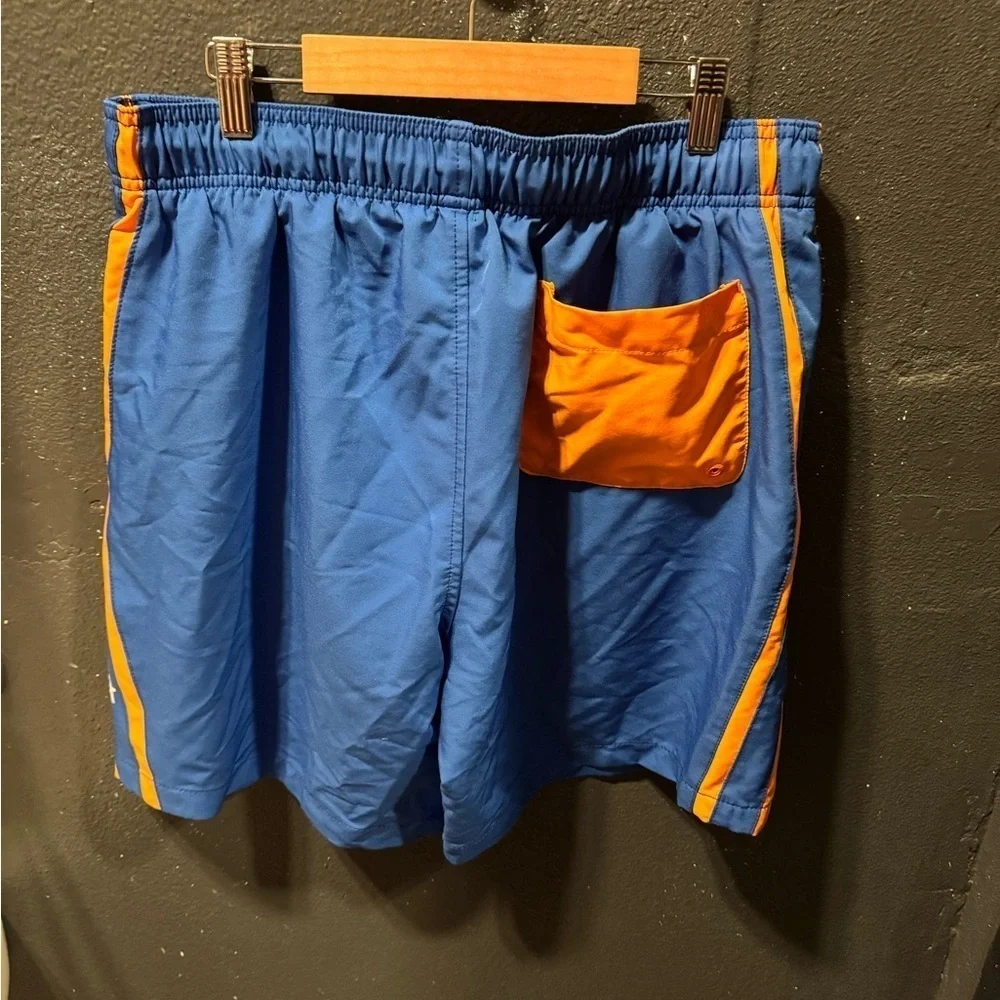 Men’s Speedo Blue Orange Drawstring Swim Trunks Size Large